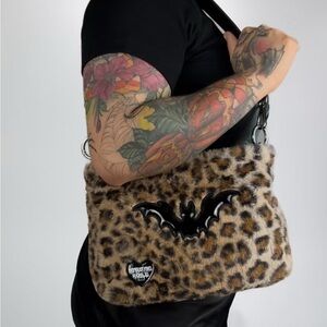 Grim Reapers Glamour Fluffy Leopard Purse NWT sold out